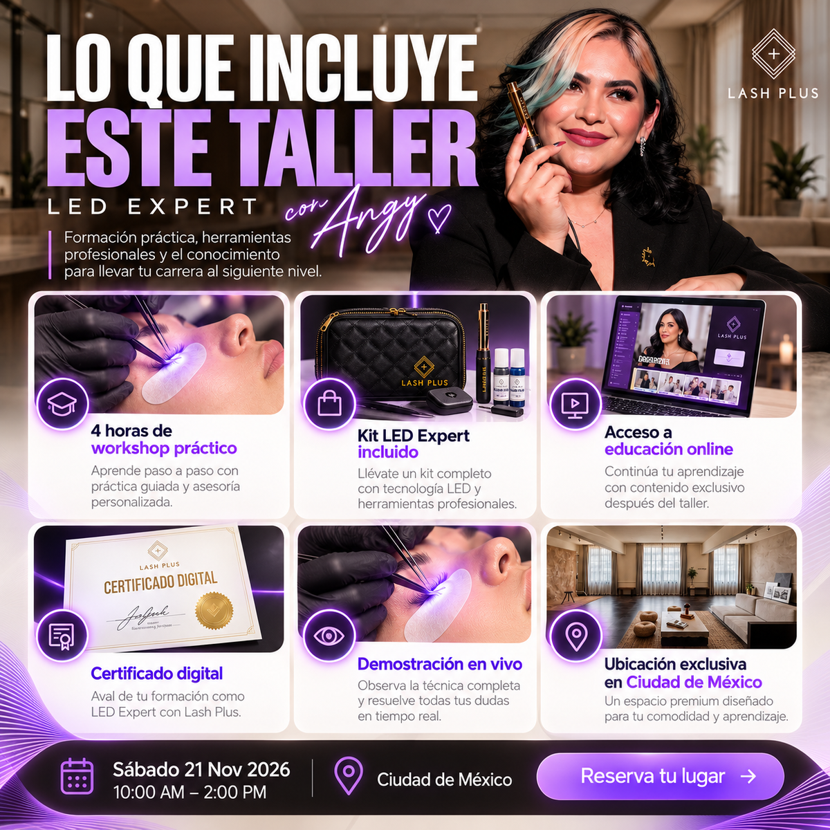 Taller LED Expert CDMX | Lash Plus con Angy Martínez